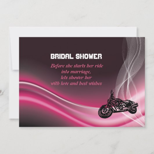 Pink Road Biker Hochzeit Brautdusche Einladung (Vorderseite)