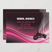 Pink Road Biker Hochzeit Brautdusche Einladung (Vorne/Hinten)