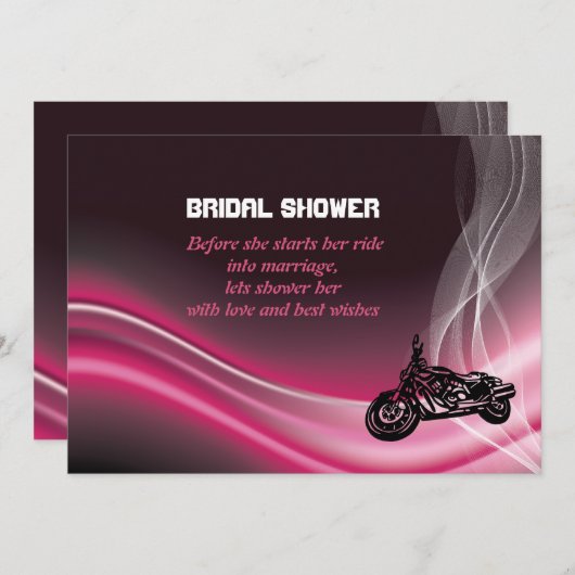 Pink Road Biker Hochzeit Brautdusche Einladung (Vorne/Hinten)