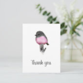 Pink Robin Bird Vielen Dank für Ihre Aufmerksamkei Dankeskarte (Stehend Vorderseite)