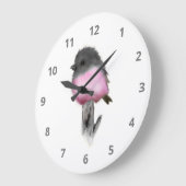 Pink Robin Bird Wall Clock Große Wanduhr (Winkel)
