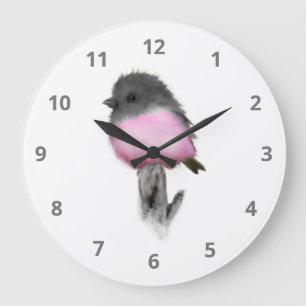 Pink Robin Bird Wall Clock Große Wanduhr