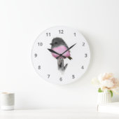 Pink Robin Bird Wall Clock Große Wanduhr (Zuhause)