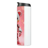 Pink Robot Teddy Bear Valentine's Tumbler Thermosbecher (Nach rechts gedreht)