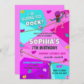 Pink Rock Klettern Geburtstag Einladung (Vorne/Hinten)