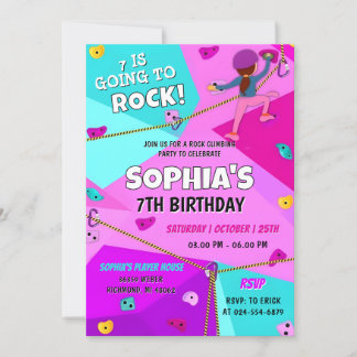 Pink Rock Klettern Geburtstag Einladung