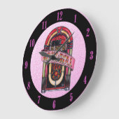 Pink Rock & Roll Juke Box Retro Wall Clock Große Wanduhr (Winkel)
