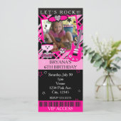 Pink Rock Star Kitty Cat Pink Ticket VIP Party Einladung (Stehend Vorderseite)