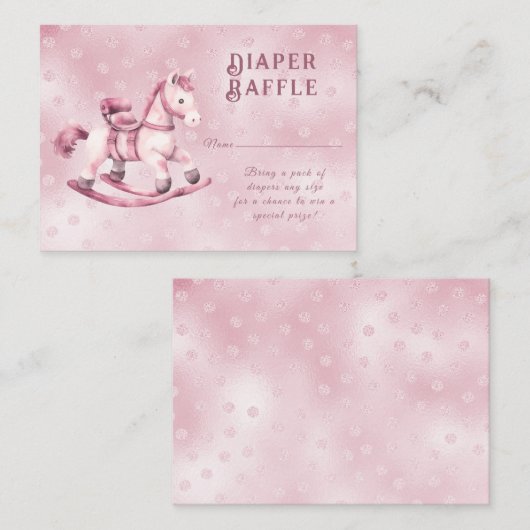 Pink Rocking Horse Babyduschkarte Begleitkarte (Vorne/Hinten)
