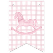 Pink Rocking Horse Gingham Girl Baby Banner (Zweite Fahne)
