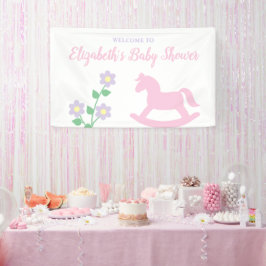 Pink Rocking Horse Girl Baby Shower Banner