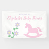 Pink Rocking Horse Girl Baby Shower Banner (Horizontal)