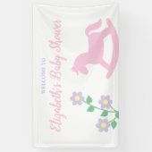 Pink Rocking Horse Girl Baby Shower Banner (Vertikal)