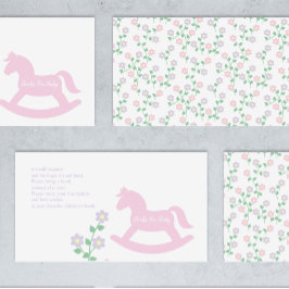 Pink Rocking Horse Girl Baby Shower Books For Baby Begleitkarte
