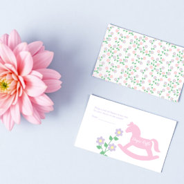 Pink Rocking Horse Girl Baby Shower Diaper Raffle Begleitkarte