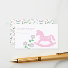 Pink Rocking Horse Girl Baby Shower Diaper Raffle Begleitkarte