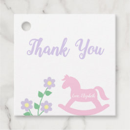 Pink Rocking Horse Girl Baby Shower Geschenkanhänger