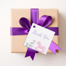 Pink Rocking Horse Girl Baby Shower Geschenkanhänger