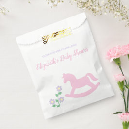 Pink Rocking Horse Girl Baby Shower Geschenktütchen