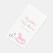 Pink Rocking Horse Girl Baby Shower Serviette (Ecke)