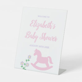 Pink Rocking Horse Girl Baby Shower Sockelschild