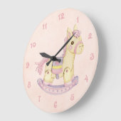 Pink Rocking Horse Wall Clock Große Wanduhr (Winkel)