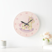 Pink Rocking Horse Wall Clock Große Wanduhr (Zuhause)