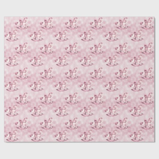 Pink Rocking Horse Wrapping Paper Geschenkpapier (Flach)