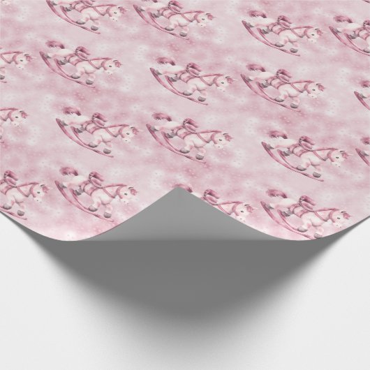 Pink Rocking Horse Wrapping Paper Geschenkpapier (Ecke)