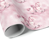 Pink Rocking Horse Wrapping Paper Geschenkpapier (Rolleneckpunkt)