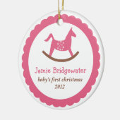 Pink rocking toy horse baby's first christmas keramik ornament (Links)