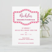 Pink Rockstar Geburtstagsfeier Einladung (Stehend Vorderseite)