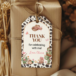 Pink Rodeo Cowgirl Geburtstag Danke Geschenkanhänger