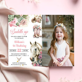 Pink Rodeo Western Cowboy Birthday Party Foto Einladung