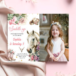 Pink Rodeo Western Cowboy Birthday Party Foto Einladung