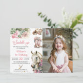 Pink Rodeo Western Cowboy Birthday Party Foto Einladung (Stehend Vorderseite)