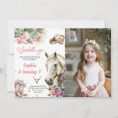 Pink Rodeo Western Cowboy Birthday Party Foto Einladung (Vorderseite)