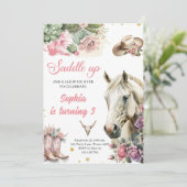 Pink Rodeo Western Cowboy Geburtstagsparty Einladung (Stehend Vorderseite)