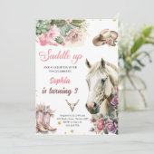 Pink Rodeo Western Cowboy Geburtstagsparty Einladung (Stehend Vorderseite)