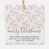 Pink Rokoko Frohe Weihnachtsschrift Keramikornament (Vorderseite)