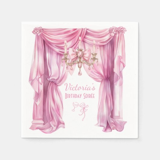 Pink Rokoko Soft Renaissance Coquette Party Serviette (Vorderseite)