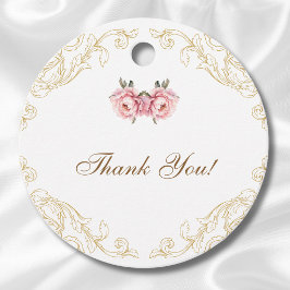 Pink Rokoko Vintag Peony Brautparty Vielen Dank Geschenkanhänger