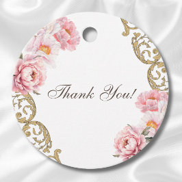 Pink Rokoko Vintag Peony Brautparty Vielen Dank Geschenkanhänger