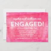 Pink Rolled Ink Verlobt! Verlobungsparty Einladung (Vorderseite)