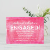 Pink Rolled Ink Verlobt! Verlobungsparty Einladung (Stehend Vorderseite)