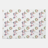 Pink-Roller-Christmas-Einkaufstrip Geschirrtuch (Horizontal)