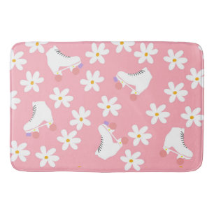 Pink Roller Skate Floral Girl Skater Geschenk Badematte