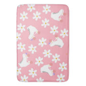 Pink Roller Skate Floral Girl Skater Geschenk Badematte (Vorderseite Vertikal)
