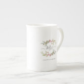 Pink Romantic Floral Wreath For Mrs or Bride2be Porzellantasse (Vorderseite Rechts)