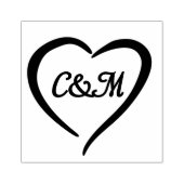 Pink Romantic Heart Monogram Spring Wedding Gummistempel (Prägung)